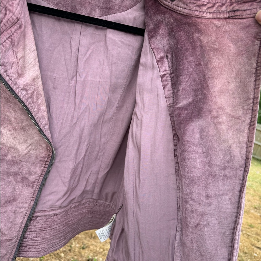 Free People Crushed Velvet Purple Moto jacket with lace up details.Size Large - Picture 13 of 16